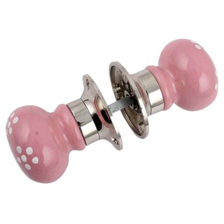Pink Polka Dot Mortice Handle 2.25